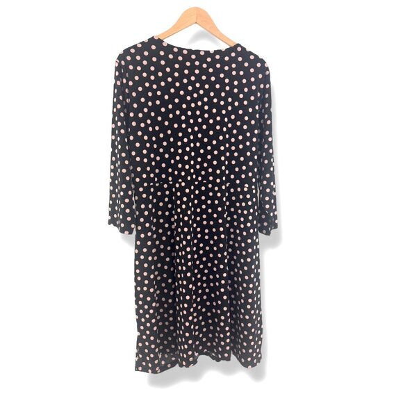 Metaphor Black Tan Polka Dot Print Draped Ruched Dress Size 1X 16 Plus Size - Picture 3 of 8